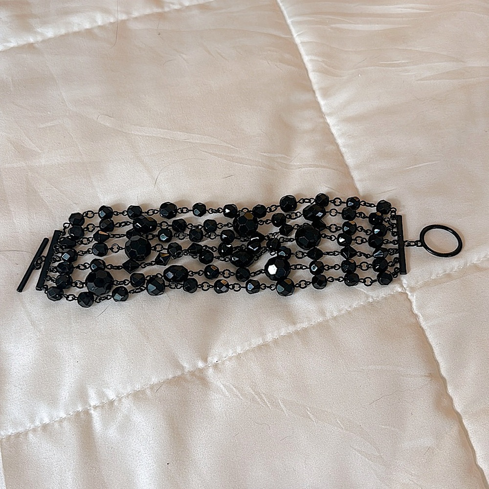 Black crystal beaded bracelet